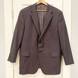 Hickey Freeman Plaid Blazer 100% Worsted Wool Made in the USA 46 Regular